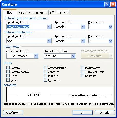 formattare un testo con word