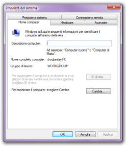 proprieta' del sistema Windows 7