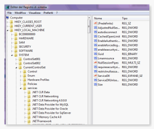 modifica al registro di sistema di windows 7