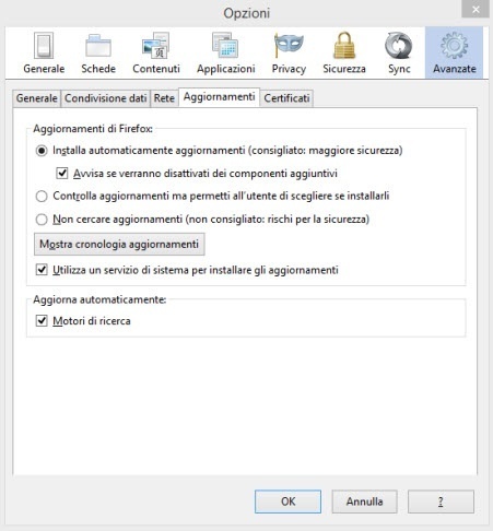 aggiornare firefox