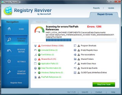 Screenshots del programma Registry Reviver