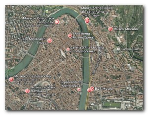 foto satellite mappa dei musei a Verona